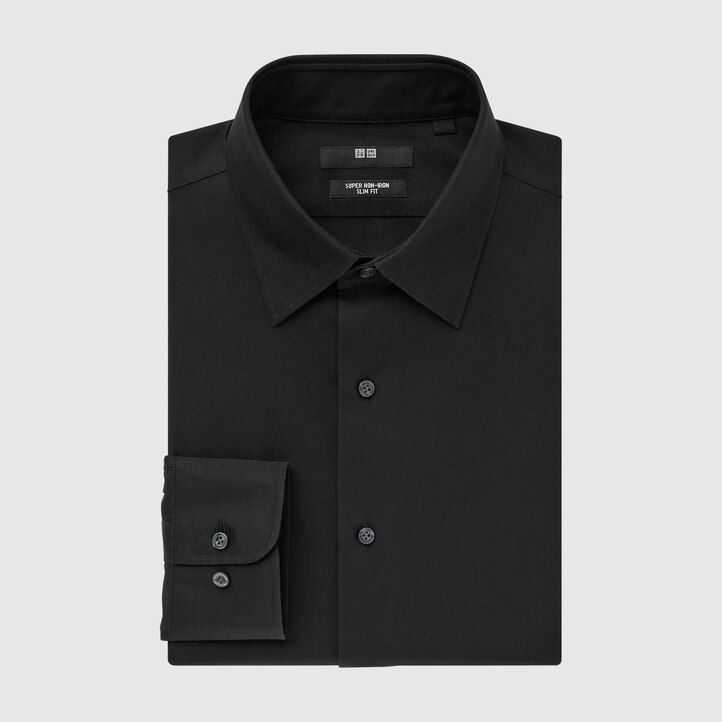 herr uniqlo super non iron slim fit t-shirt med vanlig krage vit