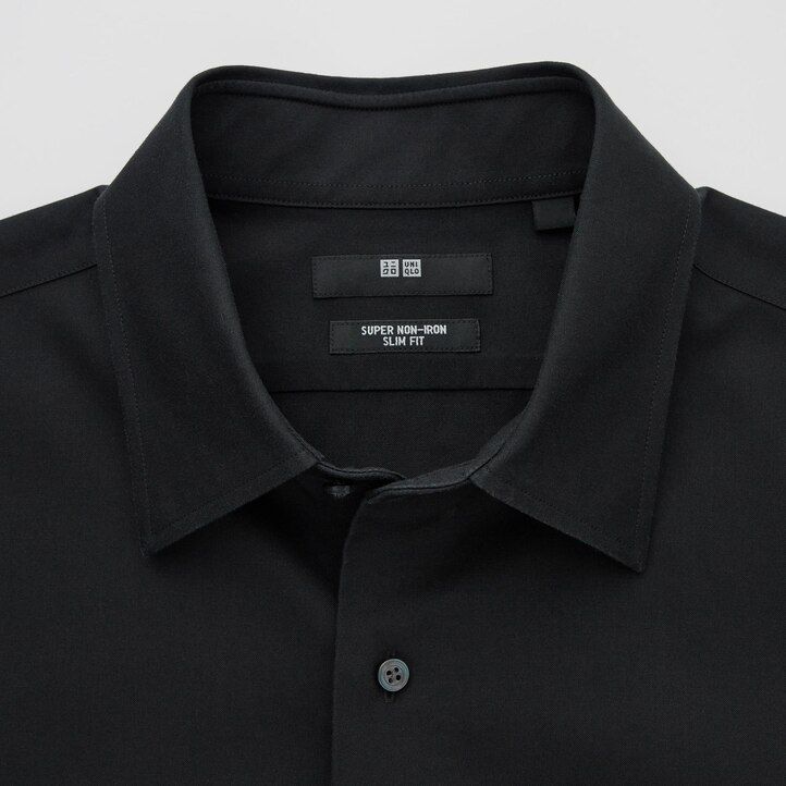 herr uniqlo super non iron slim fit t-shirt med vanlig krage vit
