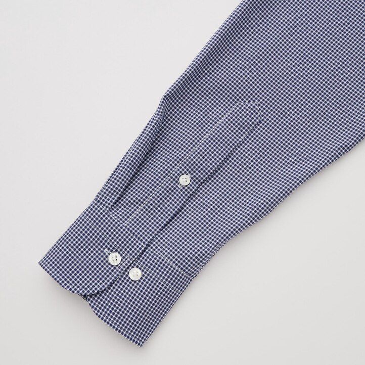herrskjortor uniqlo easyre stretch slim fit rutiga halv cutaway krage marinblå