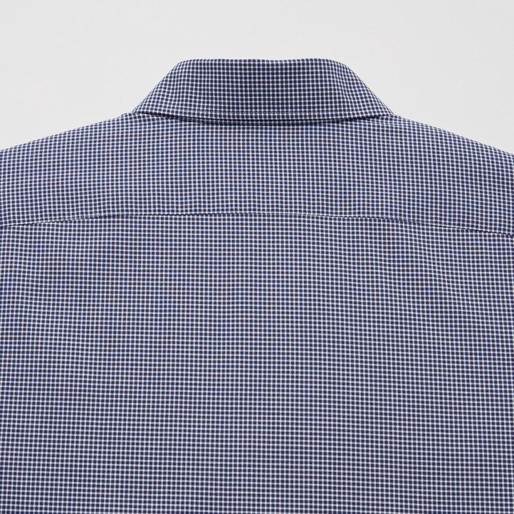 herrskjortor uniqlo easyre stretch slim fit rutiga halv cutaway krage marinblå