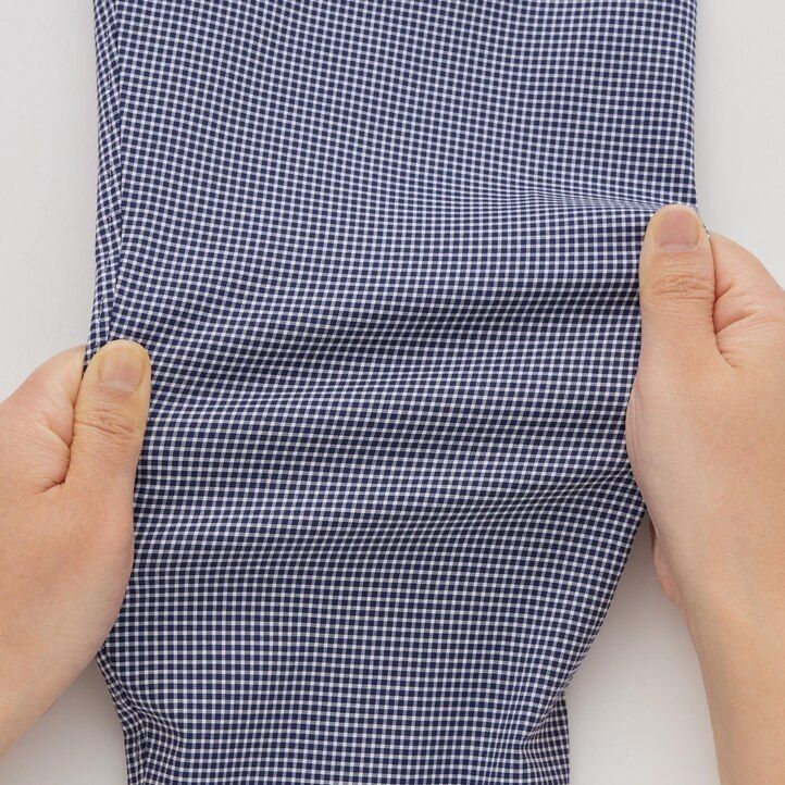 herrskjortor uniqlo easyre stretch slim fit rutiga halv cutaway krage marinblå