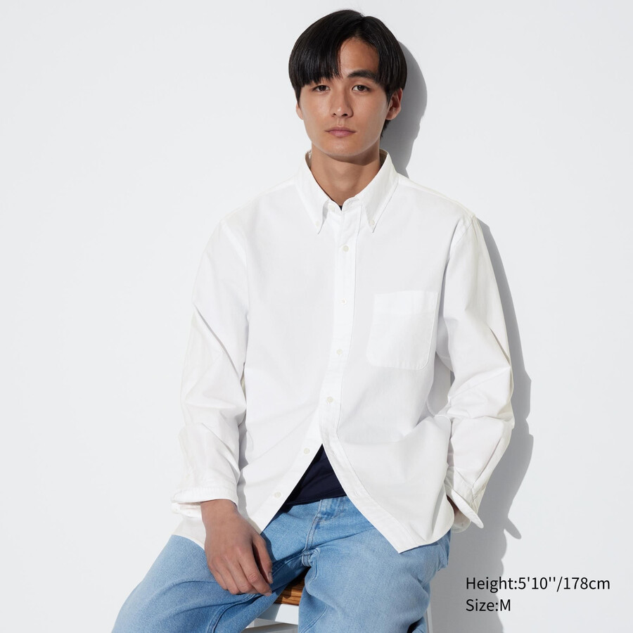 uniqlo regular fit oxford regular collar herrskjortor vita