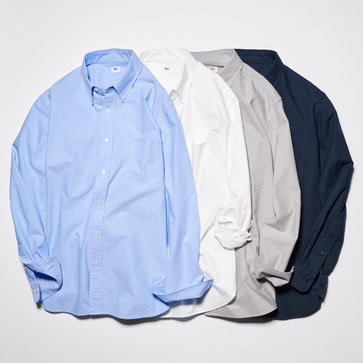 uniqlo regular fit oxford regular collar herrskjortor vita