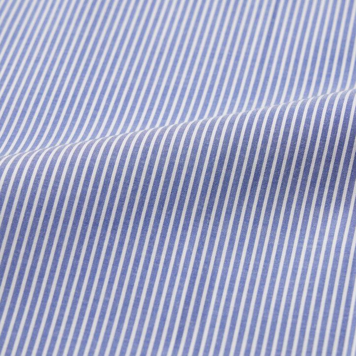 blå uniqlo easyre stretch slim fit randig semi cutaway krage herrskjortor
