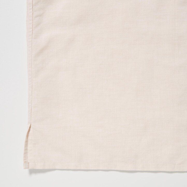 beige uniqlo herrskjortor med öppen krage och linneblandning
