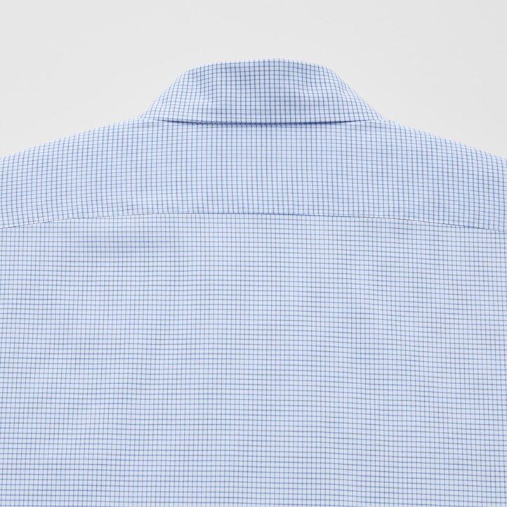 blå herrskjortor uniqlo easyre stretch slim fit med rutig halv cutaway krage