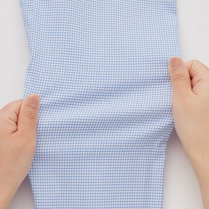 blå herrskjortor uniqlo easyre stretch slim fit med rutig halv cutaway krage