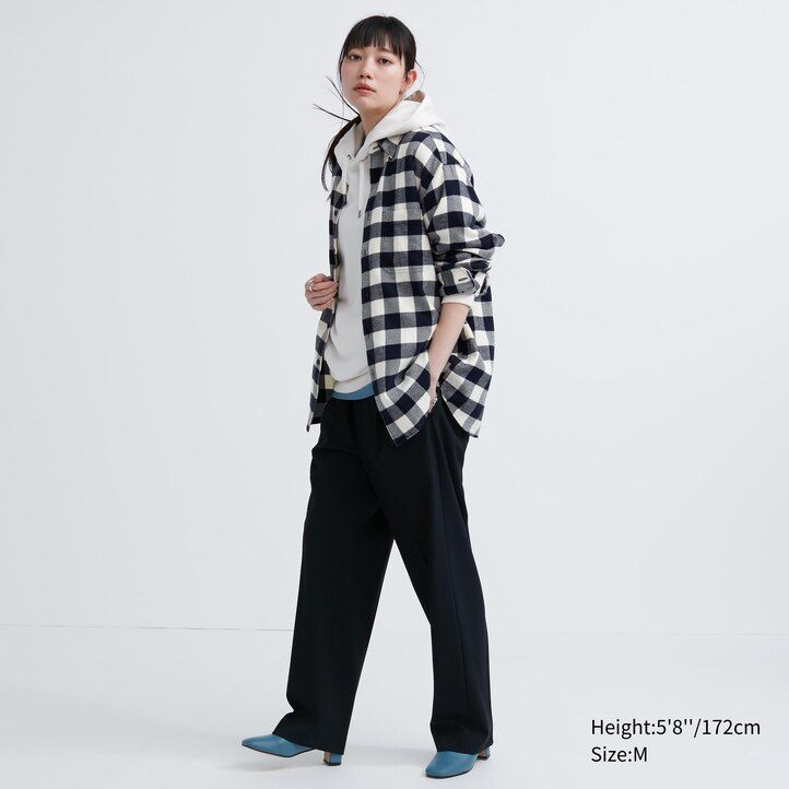 herr uniqlo flanellskjorta med normal passform och rutiga kragar vit