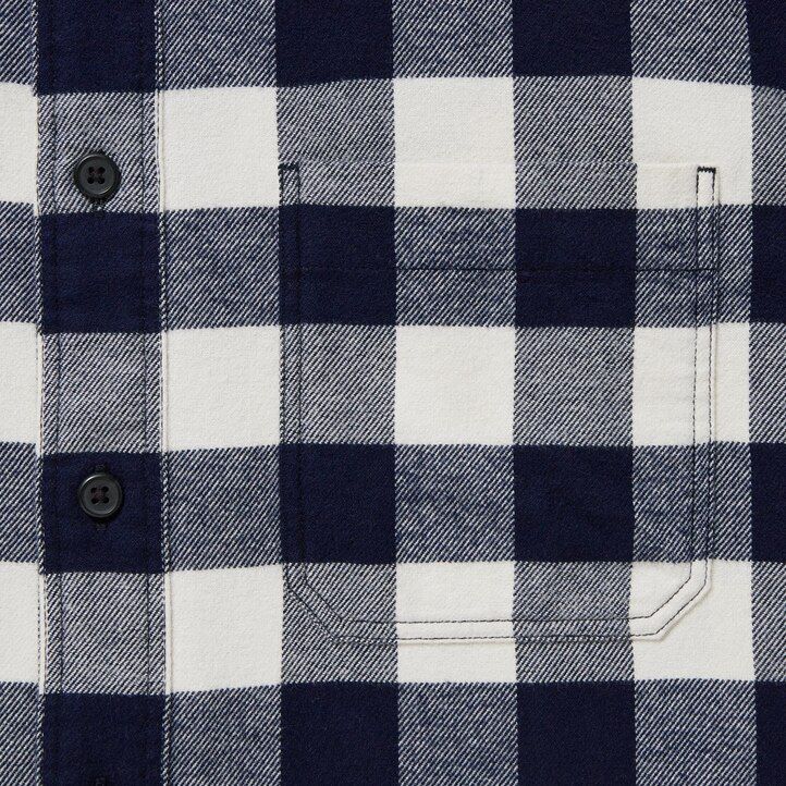 herr uniqlo flanellskjorta med normal passform och rutiga kragar vit