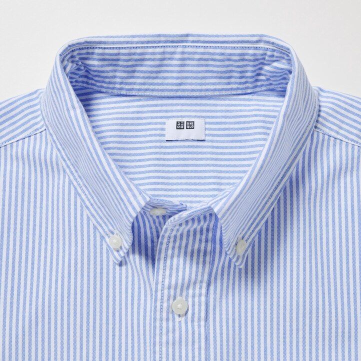 grå uniqlo randiga oxford-skjortor för herr i regular fit
