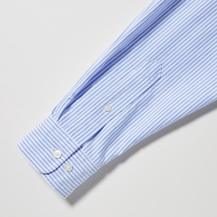 grå uniqlo randiga oxford-skjortor för herr i regular fit