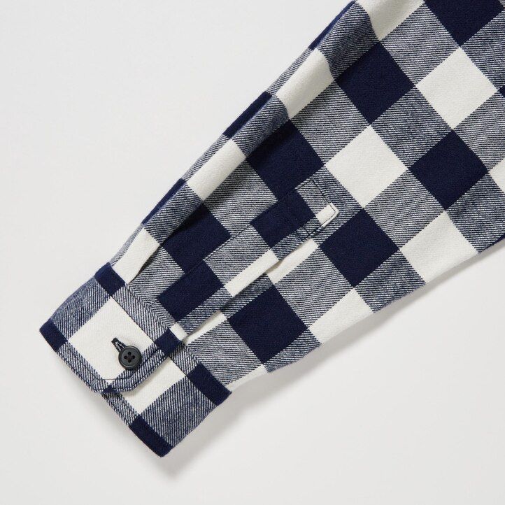 vita uniqlo flanellskjortor med rutmönster och vanlig krage för män standard passform