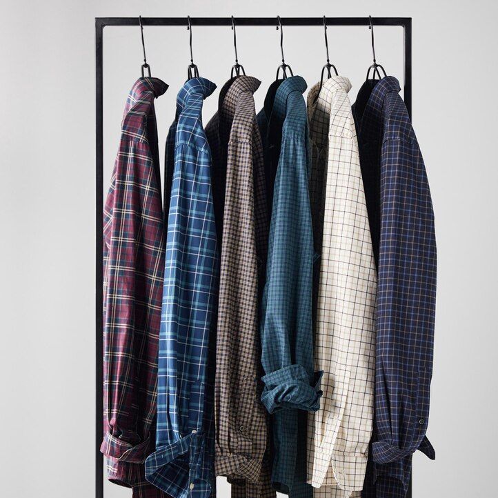 uniqlo extra fine cotton broadcloth regular fit rutig button down krage herrskjortor vita