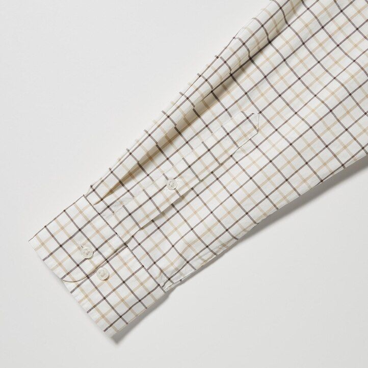 uniqlo extra fine cotton broadcloth regular fit rutig button down krage herrskjortor vita