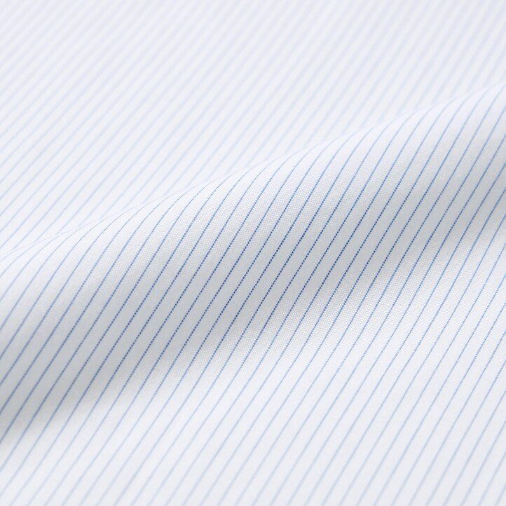 blå uniqlo super non iron slim fit randig herrskjorta med normal krage