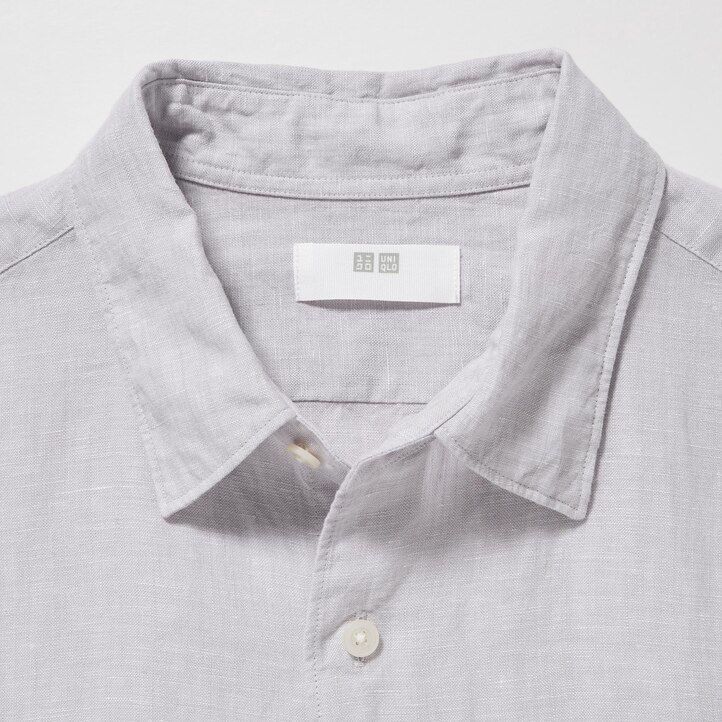 uniqlo 100 premium linne regular fit t-shirt med vanlig krage ljusgrön