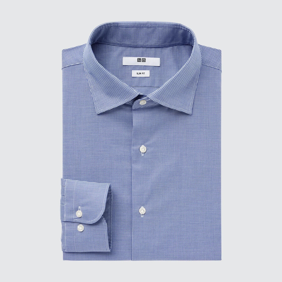 blå herr uniqlo easyre broadcloth stretch slim fit t-shirt med halv cutaway krage