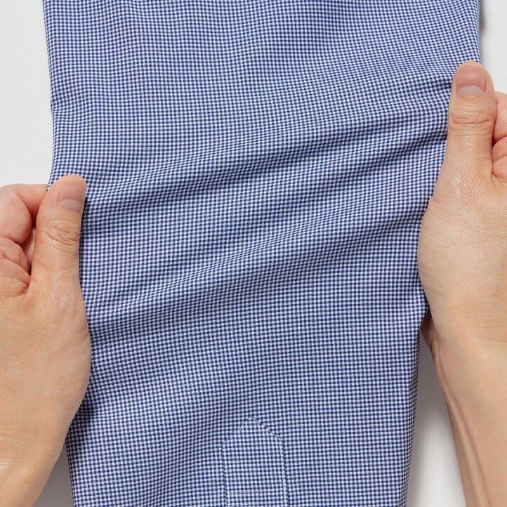blå herr uniqlo easyre broadcloth stretch slim fit t-shirt med halv cutaway krage