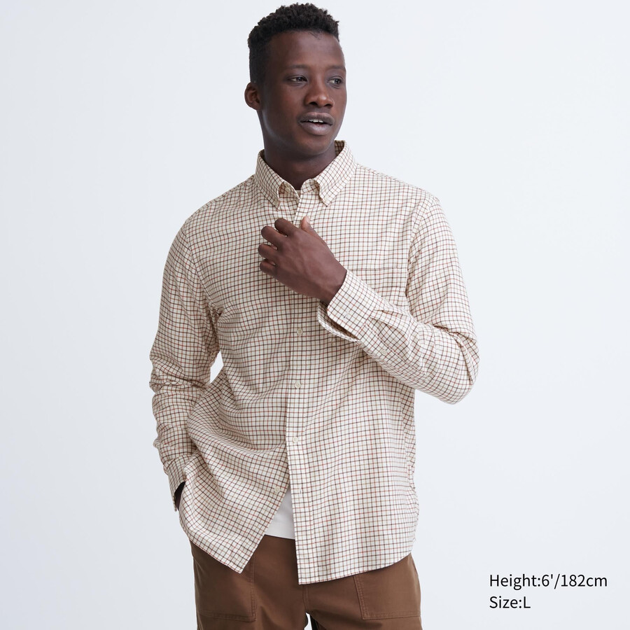 uniqlo flanellskjortor med regular fit och button down-krage vita