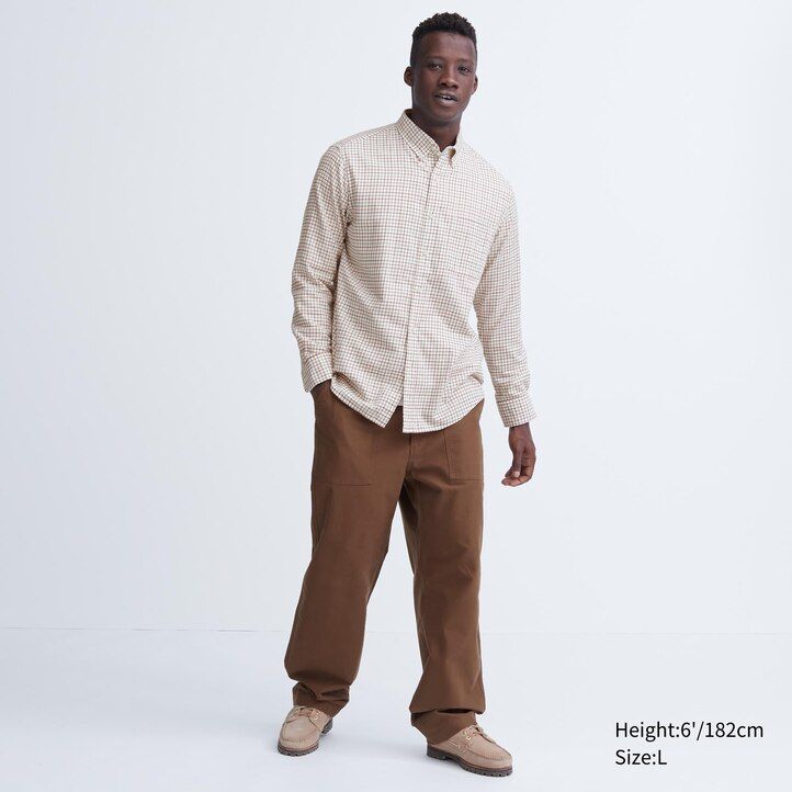 uniqlo flanellskjortor med regular fit och button down-krage vita