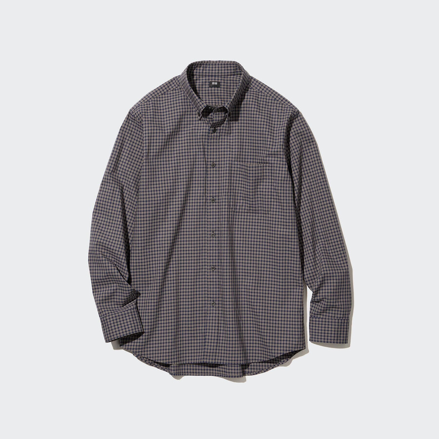 bruna uniqlo extra fine cotton broadcloth herrskjortor med regular fit och button down-krage