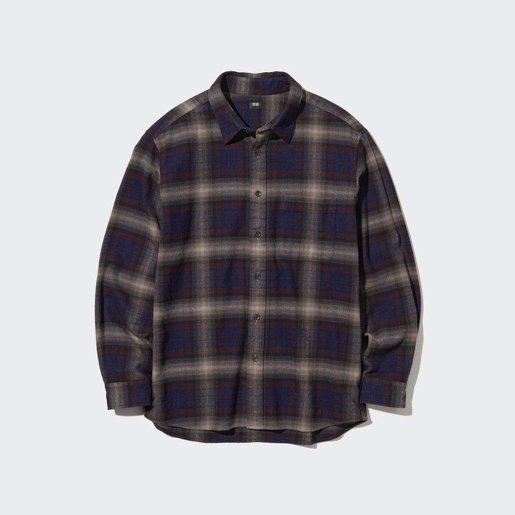 uniqlo flanellskjortor med regular fit och normal krage herr vinröd