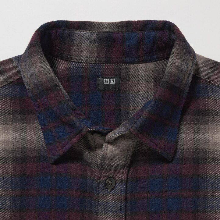 uniqlo flanellskjortor med regular fit och normal krage herr vinröd