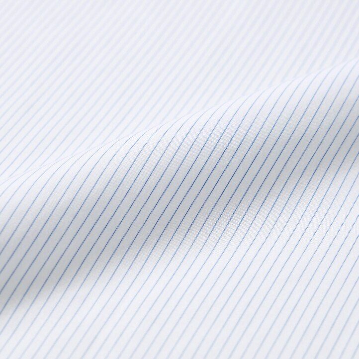 blå uniqlo super non iron regular fit randig herrskjorta med normal krage