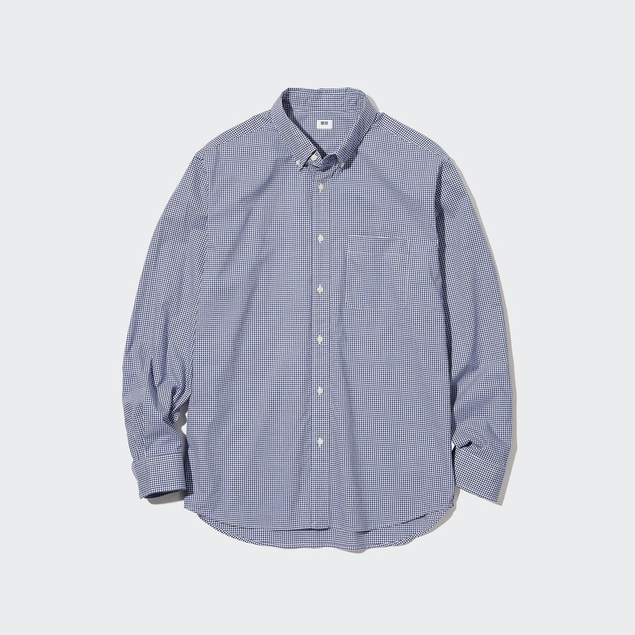 herr uniqlo extra fine cotton broadcloth-skjortor med extra fin bomull blå