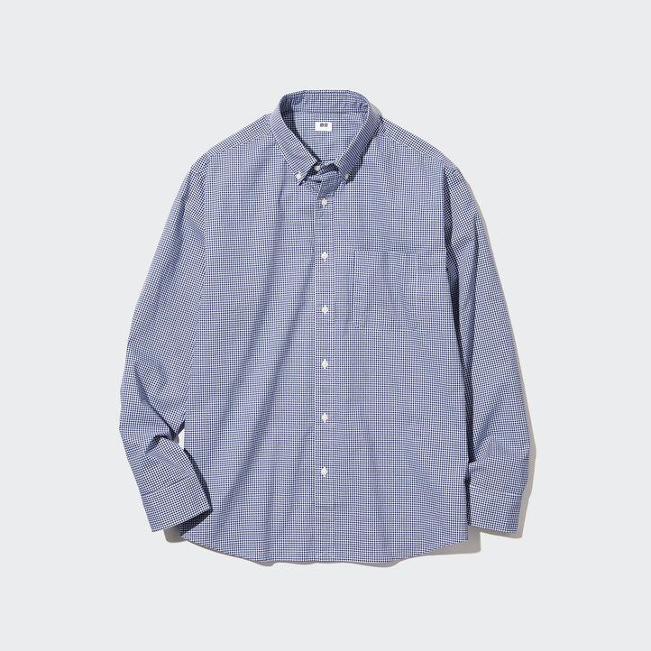 herr uniqlo extra fine cotton broadcloth-skjortor med extra fin bomull blå