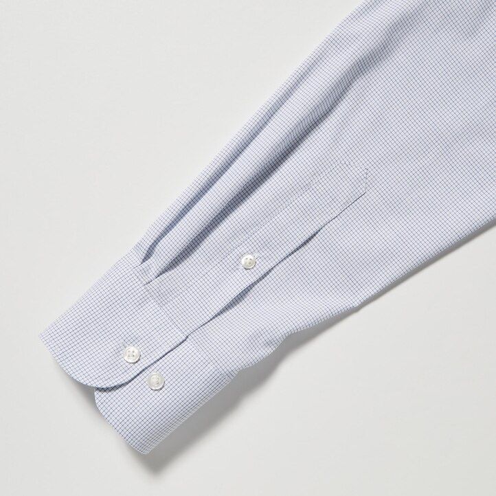 herrskjortor uniqlo easyre stretch slim fit med rutig halv cutaway krage blå