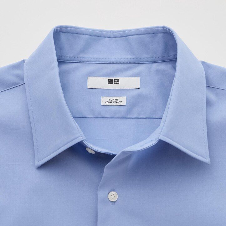 herr uniqlo easyre broadcloth stretch slim fit t-shirt med vanlig krage vit