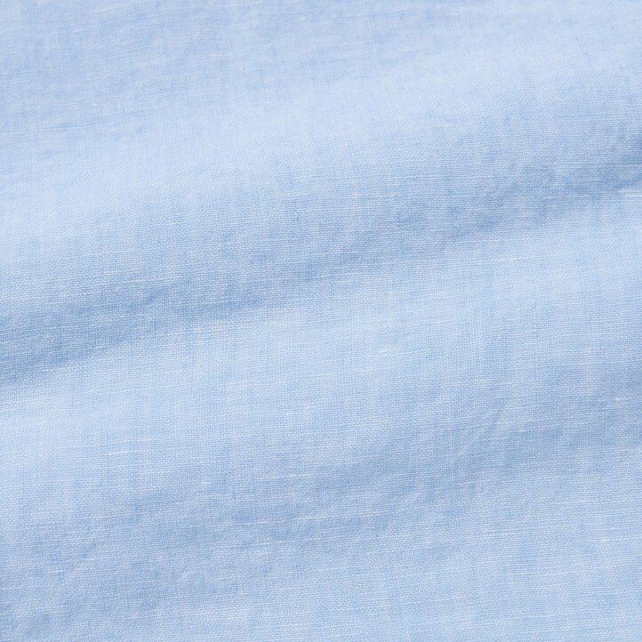 herr uniqlo 100 premium linne regular fit t-shirt med farfarskrage blå