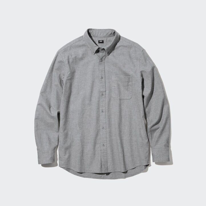 uniqlo flanell regular fit t-shirt med knappkrage herrskjortor vita