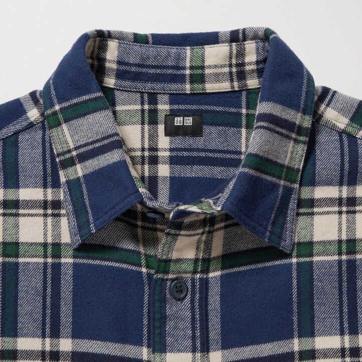 uniqlo flanellskjortor med regular fit och normal krage blå