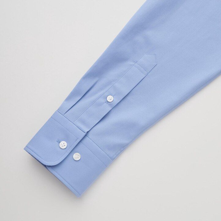 herr uniqlo easyre broadcloth stretch slim fit t-shirt med vanlig krage blå