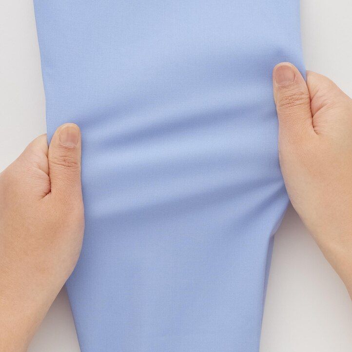 herr uniqlo easyre broadcloth stretch slim fit t-shirt med vanlig krage blå