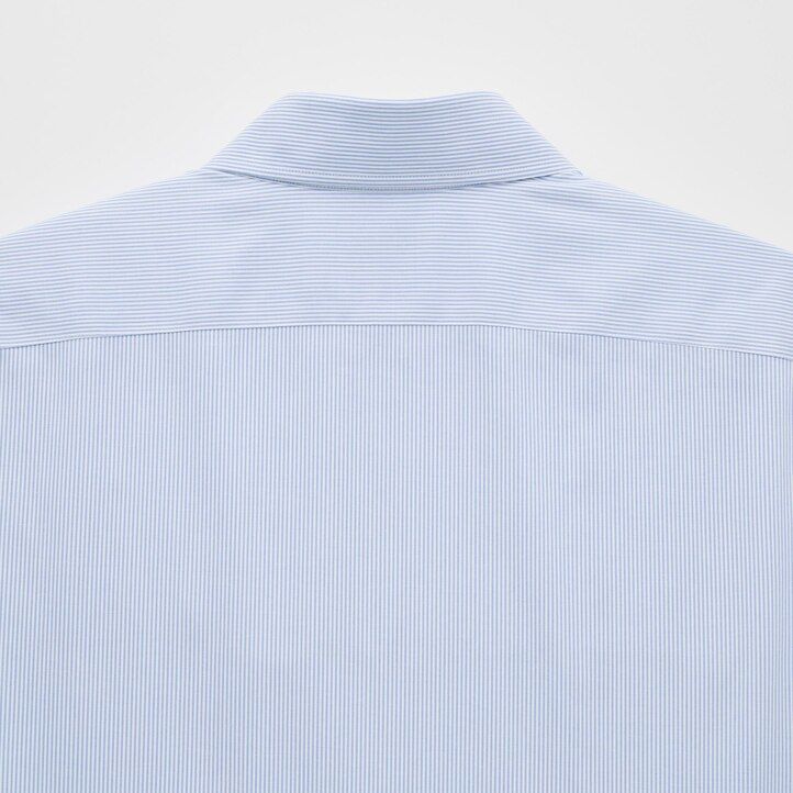uniqlo super non iron slim fit randig skjorta med halv cutaway krage blå herrskjortor