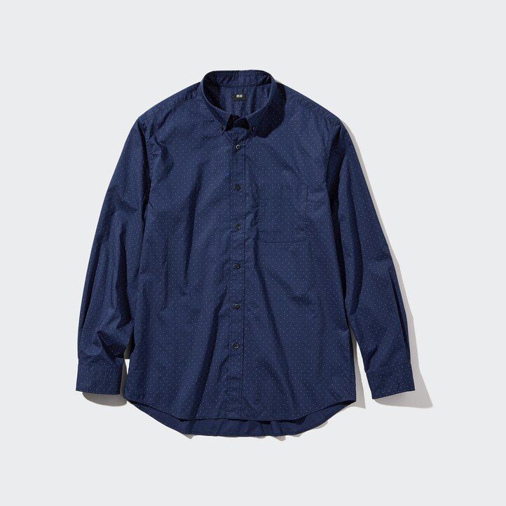 uniqlo skjortor med extra fin bomull tryck och knappkrage vita