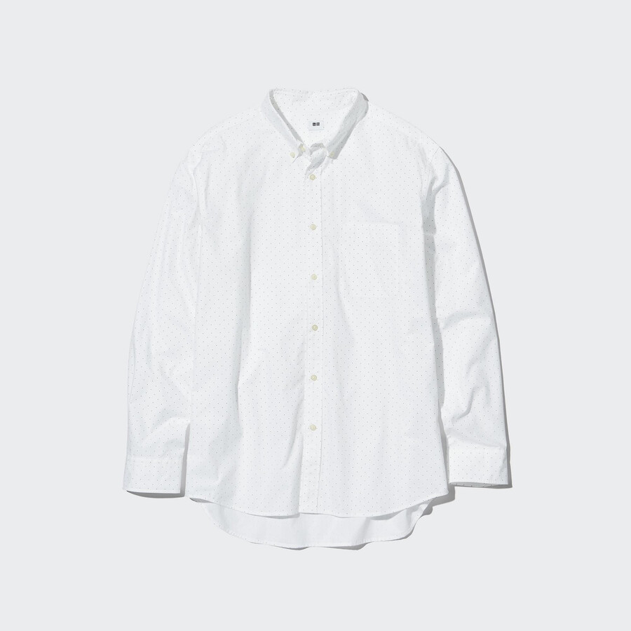 vita herrskjortor med tryck extra fin bomull bred tyg normal passform extra fin krage uniqlo