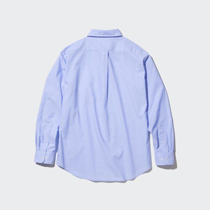 uniqlo extra fine cotton broadcloth regular fit t-shirt med knappkrage herrskjortor vita
