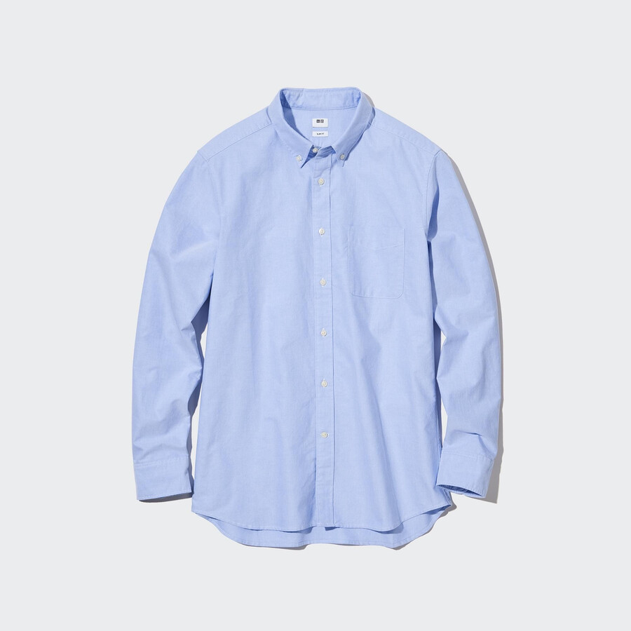 herr uniqlo slim fit oxford skjorta med knappkrage blå