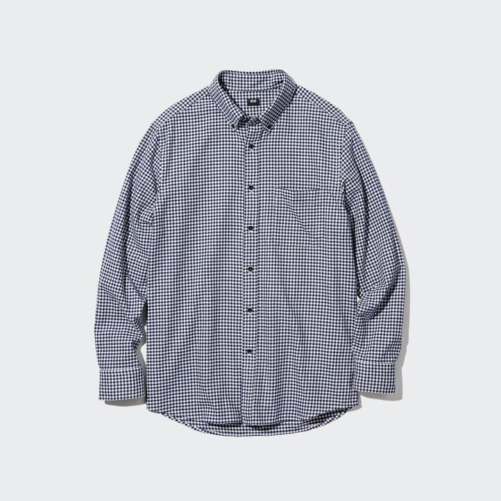 röda uniqlo flanellskjortor med normal passform och knapphalskrage