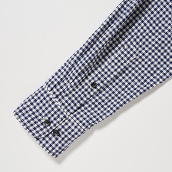 röda uniqlo flanellskjortor med normal passform och knapphalskrage