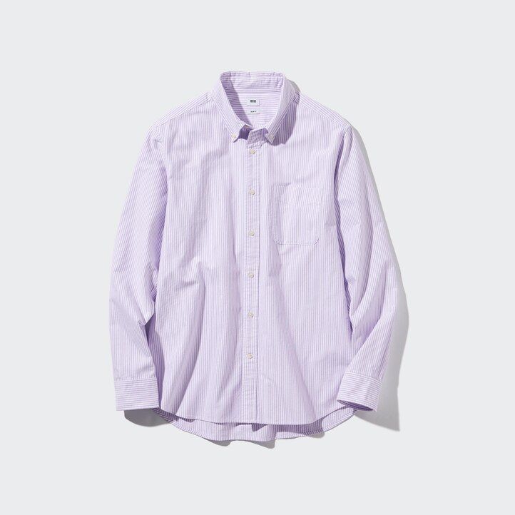 blå uniqlo herrskjortor med smal passform och randig oxfordkrage