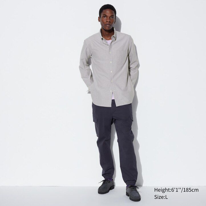 uniqlo slim fit oxford regular collar herrskjortor blå