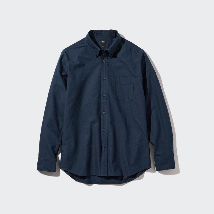 uniqlo slim fit oxford regular collar herrskjortor blå