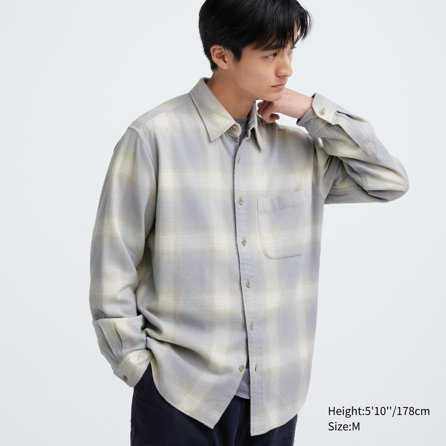 uniqlo flanellrutiga herrskjortor grå