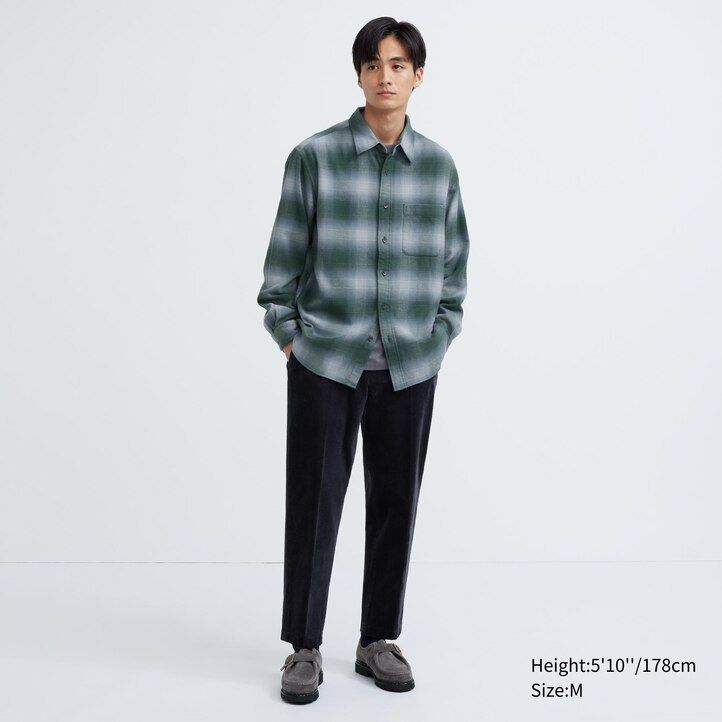 uniqlo flanellrutiga herrskjortor grå