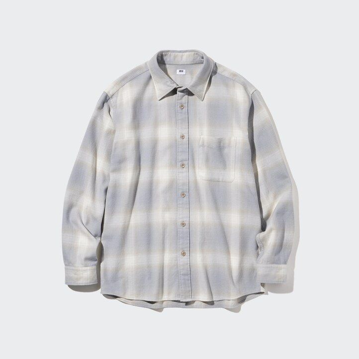 uniqlo flanellrutiga herrskjortor grå